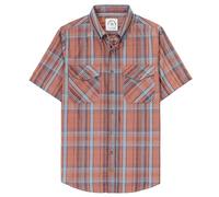 Dubinik® Camisa Bambu Hombre Camisas Hombre Manga Corta Casual Ligera Vintage Bolsillo Cuadros Camisa Manga Corta Hombre Rojo Coral 2XL