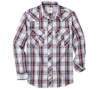 Dubinik® Camisa Vaquera Hombre Trabajo Camisas Casual Western Vintage Boton Presion Manga Larga Azul Rojo Blanco M
