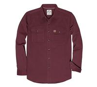 Dubinik® Camisas de Ocio para Hombre, Camisa de Manga Larga, Camisas de Hombre con 2 Bolsillos en el Pecho, Botones hacia Abajo, Ajuste cómodo, Granate, M
