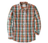 Dubinik® Camisas Hombre Manga Larga Camisa Cuadros Hombre Elegantes Bolsillos Casual Retro Camisa Hombre Manga Larga Naranja Verde 052 XL