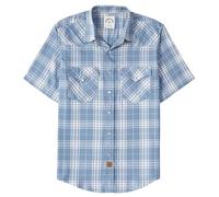 Dubinik® Fibra De Bambú Camisas Manga Corta Hombre Boton Presion Vintage Western Ligera Verano Camisa Manga Corta Hombre Azul y Blanco L