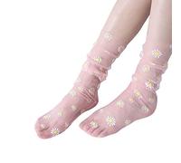 DuBiytlk Calcetines Tobilleros Verano Hombre Ropa Mujer Calcetines sencillos para de primavera y verano, calcetines transpirables de tendencia a la con flores, Medias Mujer Talla (Pink, One Size)