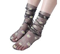 DuBiytlk Calcetines Tobilleros Verano Hombre Ropa Mujer Calcetines sencillos para de primavera y verano, calcetines transpirables de tendencia a la con flores, Medias Mujer Talla (Black, One Size)