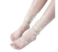DuBiytlk Calcetines Tobilleros Verano Hombre Ropa Mujer Calcetines sencillos para de primavera y verano, calcetines transpirables de tendencia a la con flores, Medias Mujer Talla (Yellow, One Size)