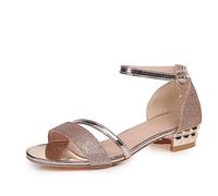 DuBiytlk Sandalias De CuñA Mujer Sandalias Tacon Dorada Sandalias de playa para mujer, zapatillas informales huecas, zapatos planos, sandalias Retro, sandalias de Sandalias Mujer Doradas (Gold, 38)
