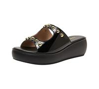 DuBiytlk Sandalias Tacon Bajo Mimao Zapatos Mujer de verano para mujer, remaches de tamaño, ropa exterior, cómodo bizcocho, cuñas de base gruesa, punta abierta, Chanclas Pala Para Mujer (Black, 41)
