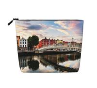 Dublin Irlanda Ha Penny Bridge River - Organizador de cosméticos grande de cáñamo falso, resistente al agua, con cremallera para viajes diarios