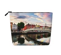 Dublín Irlanda Ha Penny Bridge River Print - Bolsa de maquillaje para mujer, bolsa de cosméticos portátil, organizador de maquillaje de viaje, Black, Talla única
