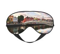 Dublín Irlanda Ha Penny Bridge River Print - Máscara de ojos opaca suave para viajes, cubreojos para dormir de lado, máscara para dormir para hombres y mujeres