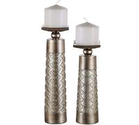 Dublin - Juego de 2 portavelas Decorativos para decoración del hogar, Mesa de café, Centro de Mesa para Chimenea, Mesa de salón o Comedor, en Caja de Regalo (Plata cepillada)