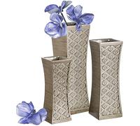 Dublin - Juego de 3 jarrones para Mesa de Comedor, jarrones Decorativos para decoración del hogar, Sala de Estar, Dormitorio, Cocina y más, empaquetados en Caja de Regalo (Plata cepillada)