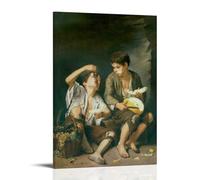 DuBom Bartolome Esteban Murillo - Póster decorativo de pintura (niños comiendo uvas y melón), lienzo decorativo para pared, sala de estar, dormitorio, pintura de 30 x 45 cm
