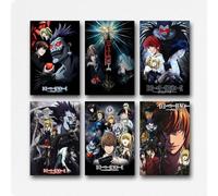 Duboueu Un juego de 6 carteles de la muerte anime notas vintage cómic manga póster para habitación decoración de pared estética dormitorio 20 x 30 cm