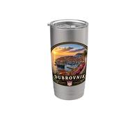 Dubrovnik Croacia Puesta Del Sol Ciudad Pared Vista Vaso térmico de acero inoxidable de doble pared