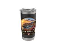 Dubrovnik Croacia Puesta Del Sol Ciudad Pared Vista Vaso térmico de acero inoxidable de doble pared