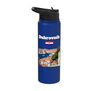 Dubrovnik souvenir histórica ciudad amante bandera croata Stainless Steel Insulated Water Bottle