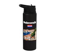 Dubrovnik souvenir histórica ciudad amante bandera croata Stainless Steel Insulated Water Bottle