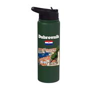 Dubrovnik souvenir histórica ciudad amante bandera croata Stainless Steel Insulated Water Bottle