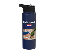 Dubrovnik souvenir histórica ciudad amante bandera croata Stainless Steel Insulated Water Bottle