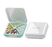 DUBSTAR Pastillero organizador de viaje, impermeable, lindo diario pequeño pastillero para monederos y bolsillos, sin BPA, contenedor de píldoras portátil para vitaminas, aceites de pescado,