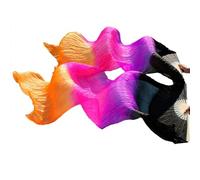 DUBTEDHOU Abanico de bambú para Danza del Vientre, Abanicos de Danza del Vientre de Seda Multicolor Varios tamaños 2 Piezas(Red,180cm 90cm)