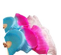 DUBTEDHOU Abanico de bambú para Danza del Vientre, Abanicos de Velo for Danza del Vientre, Costillas de bambú de Seda, teñidos a Mano, Multicolor, Varios tamaños(14b,XL 230x90cmReal Silk)