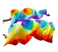 DUBTEDHOU Abanico de bambú para Danza del Vientre, Abanicos de Velo for Danza del Vientre, Costillas de bambú de Seda, teñidos a Mano, Multicolor, Varios tamaños(7b,S 120x90cmReal Silk)