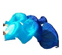 DUBTEDHOU Abanico de bambú para Danza del Vientre, Abanicos de Velo for Danza del Vientre, Costillas de bambú de Seda, teñidos a Mano, Multicolor, Varios tamaños(2c,S 120x90cmReal Silk)