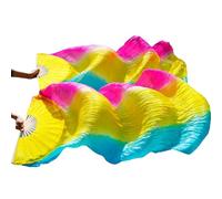 DUBTEDHOU Abanico de bambú para Danza del Vientre, Abanicos de Velo for Danza del Vientre, Costillas de bambú de Seda, teñidos a Mano, Multicolor, Varios tamaños(9c,XL 230x90cmReal Silk)