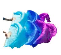 DUBTEDHOU Abanico de bambú para Danza del Vientre, Abanicos de Velo for Danza del Vientre, Costillas de bambú de Seda, teñidos a Mano, Multicolor, Varios tamaños(6a,XL 230x90cmReal Silk)