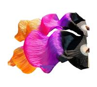 DUBTEDHOU Abanico de bambú para Danza del Vientre, Par de abanicos de Seda for Danza del Vientre for niños y Mujeres, Multicolor, 90 cm, Longitudes de Ancho 120-240 cm(16,1 Pair 150x90cm)