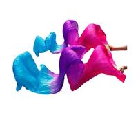 DUBTEDHOU Abanico de bambú para Danza del Vientre, Velos de Seda for Danza del Vientre, 2 Piezas, Multicolor, Varios tamaños(Color 12,250x90cm Real Silk)