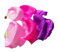 DUBTEDHOU Abanico de bambú para Danza del Vientre, Velos de Seda for Danza del Vientre, 2 Piezas, Multicolor, Varios tamaños(Color 5,250x90cm Real Silk)