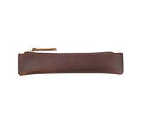 DUBTEDHOU Caja de Cuero, Genuine Leather Zippered Pencil Case Multicolor 19x4cm(Dark Brown)