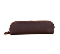 DUBTEDHOU Caja de Cuero, Leather Pen and Pencil Case with Zipper Multicolor 22x6.5x4.5cm(Coffee)