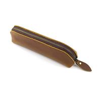 DUBTEDHOU Caja de Cuero, Leather Pencil Case with Zipper For Men Women Multicolor 18x5x4.5cm(Light Brown)
