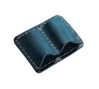 DUBTEDHOU Caja de Cuero, Retro Leather Pen Loop Holder with Metal Clip For Stationery Multicolor 7.4x6.1cm(Blue)