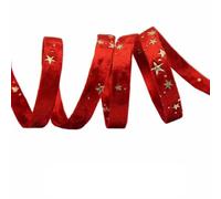 DUBTEDHOU Cinta de Terciopelo Vintage, Cinta de Terciopelo Vintage de Doble Cara con Estrellas Doradas Multicolor, 1-5 cm de Ancho, 2 Yardas, for Manualidades.(Red 1cm)