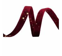 DUBTEDHOU Cinta de Terciopelo Vintage, Cinta de Terciopelo Vintage de Doble Cara con Estrellas Doradas Multicolor, 1-5 cm de Ancho, 2 Yardas, for Manualidades.(Wine Red 1cm)