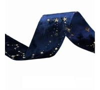 DUBTEDHOU Cinta de Terciopelo Vintage, Cinta de Terciopelo Vintage de Doble Cara con Estrellas Doradas Multicolor, 1-5 cm de Ancho, 2 Yardas, for Manualidades.(Blue 5cm)