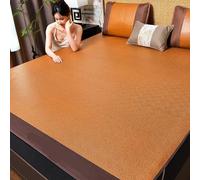 DUBTEDHOU Esterilla de Verano, Estera refrescante de ratán, Funda Almohada Plegable y Transpirable, fácil Limpiar, Varios tamaños, Color marrón(Brown,135 * 195cm)