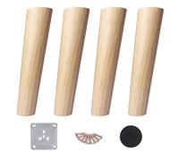 DUBTEDHOU Patas para Muebles de Madera, 4 Piezas de Patas de Muebles de Madera cónicas con Kit de Hardware, Carga de 320 KG, Color Madera de 6-30 cm(B,6cm(2.36in))