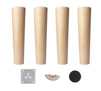DUBTEDHOU Patas para Muebles de Madera, 4 Piezas de Patas de Muebles de Madera cónicas con Kit de Hardware, Carga de 320 KG, Color Madera de 6-30 cm(A,25cm(9.84in))
