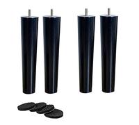 DUBTEDHOU Patas para Muebles de Madera, Patas de Repuesto for Muebles de Madera, 4 Uds. con Pernos M8, Almohadillas de Goma, Color Negro, Varios tamaños(30cm/12in)