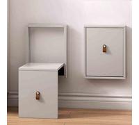 DUBTEDHOU Taburete Invisible para cambiarse los Zapatos, Wall Mounted Folding Shoe Changing Stool Steel Frame Solid Wood Multicolor(Grey)