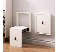 DUBTEDHOU Taburete Invisible para cambiarse los Zapatos, Wall Mounted Folding Shoe Changing Stool Steel Frame Solid Wood Multicolor(White 1)