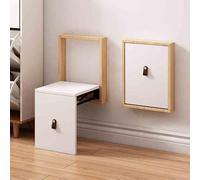 DUBTEDHOU Taburete Invisible para cambiarse los Zapatos, Wall Mounted Folding Shoe Changing Stool Steel Frame Solid Wood Multicolor(White 2)