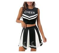 DUBTEDHOU Uniforme de Animadora, Tamaños múltiples Multicolores determinados del Uniforme de porrista del poliéster de Las Mujeres(Black,M)