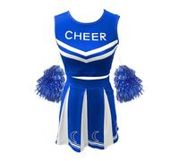 DUBTEDHOU Uniforme de Animadora, Tamaños múltiples Multicolores determinados del Uniforme de porrista del poliéster de Las Mujeres(Blue,L)