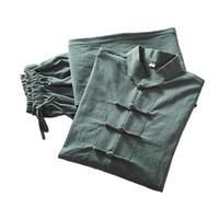 DUBTEDHOU Uniforme de Tai Chi, Traje de Tai Chi Algodón Lino Manga Larga Tang Uniforme Multicolor Múltiples Tamaños(Green,XXL)